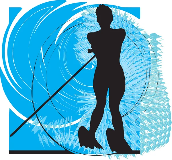 Vattenskidor kvinna. vektor illustration — Stock vektor