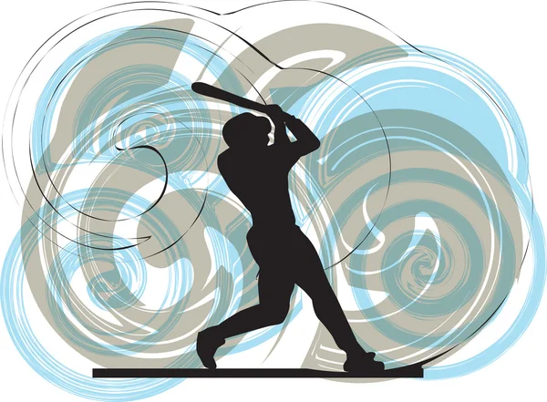Beyzbol oyuncu eylemi. vektör çizim — Stok Vektör