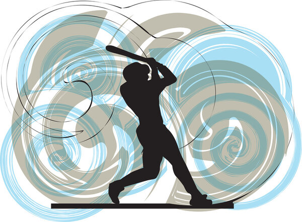 Baseball player in action. Vector illustration