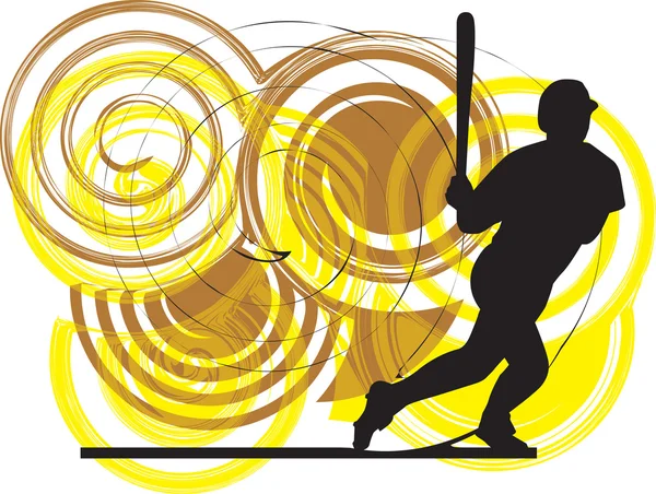 Giocatore di baseball in azione. Illustrazione vettoriale — Vettoriale Stock