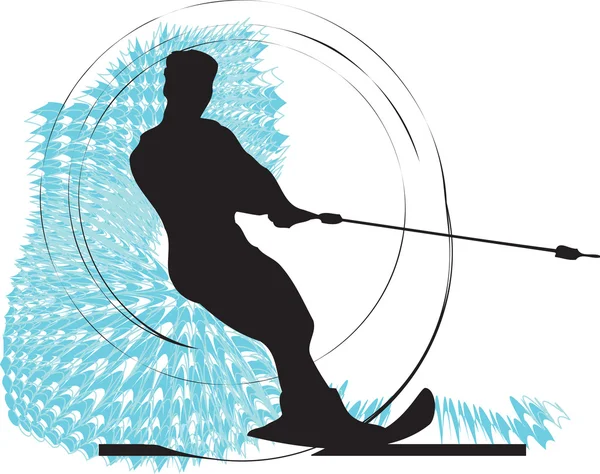 Water skiing man. vector illustration — Stock Vector