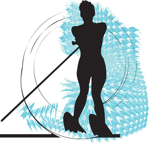 Θαλάσσιο σκι γυναίκα. εικονογράφηση φορέας — Διανυσματικό Αρχείο