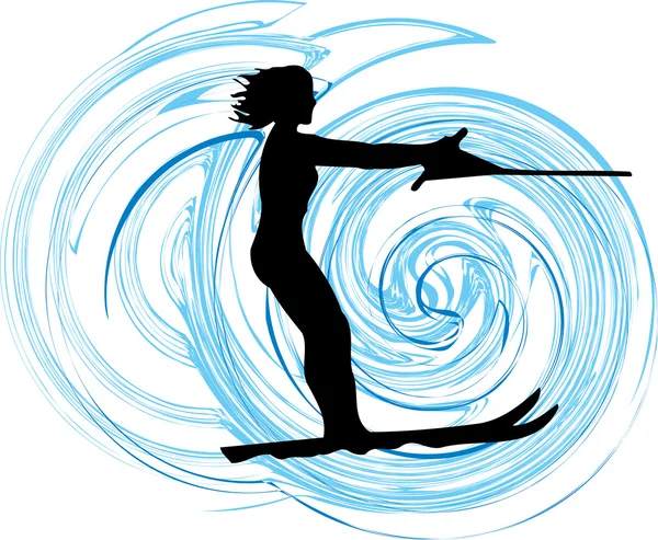 Mulher do esqui aquático. ilustração vetorial — Vetor de Stock