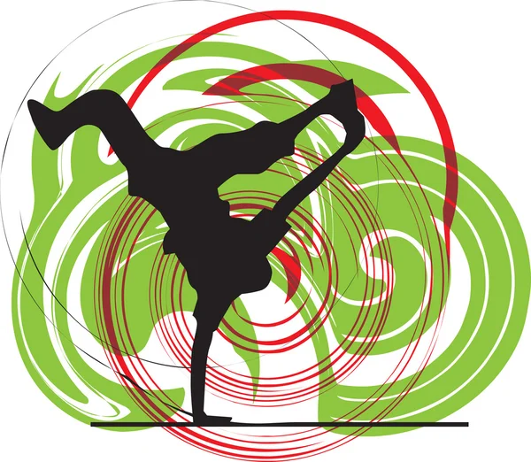Breakdancer dansant sur la silhouette du stand de main. Illustration vectorielle — Image vectorielle