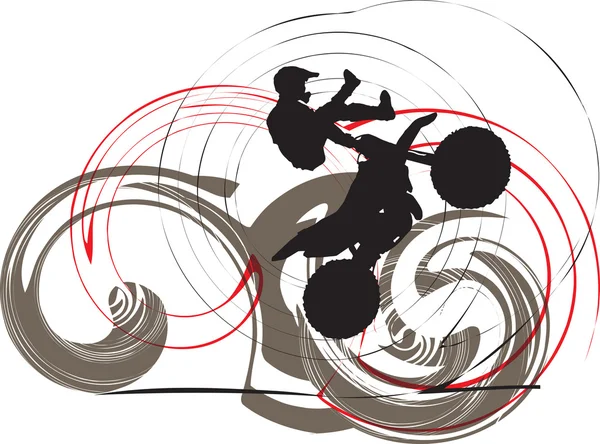 骑自行车的人的抽象剪影。矢量插画 — 图库矢量图片