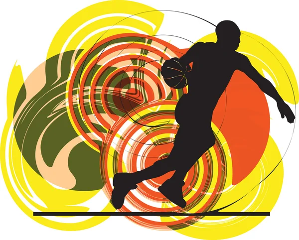 Μπασκετμπολίστας σε δράση. εικονογράφηση φορέας — Διανυσματικό Αρχείο