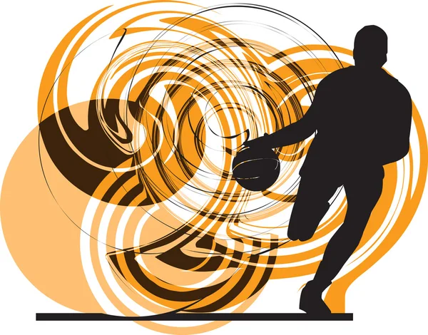 Giocatore di basket in azione. Illustrazione vettoriale — Vettoriale Stock