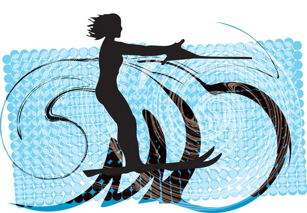 Водные лыжи женщина. векторная иллюстрация — стоковый вектор