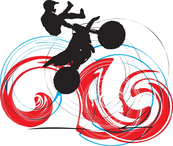 骑自行车的人的抽象剪影。矢量插画 — 图库矢量图片
