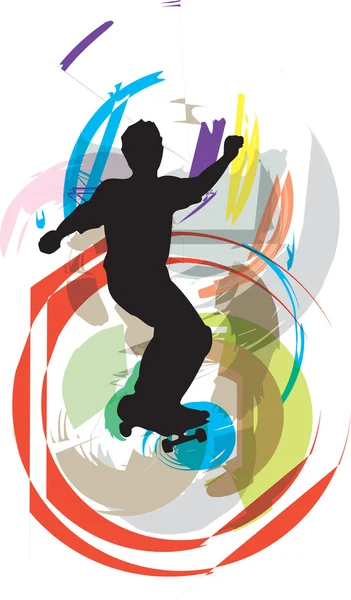 Ilustración del patinador. Ilustración vectorial — Vector de stock
