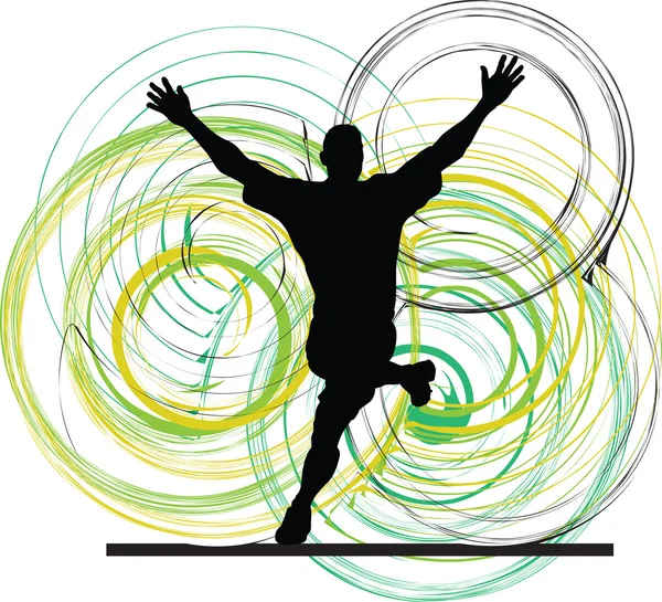Giocatore di football in azione. Illustrazione vettoriale — Vettoriale Stock