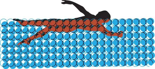 Un homme nageant. Illustration vectorielle — Image vectorielle