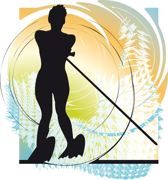 Femme de ski nautique. illustration vectorielle — Image vectorielle