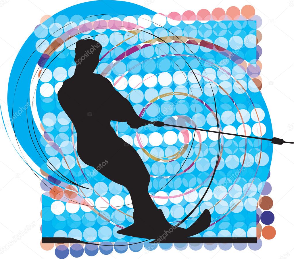 Water skiing man. vector illustration