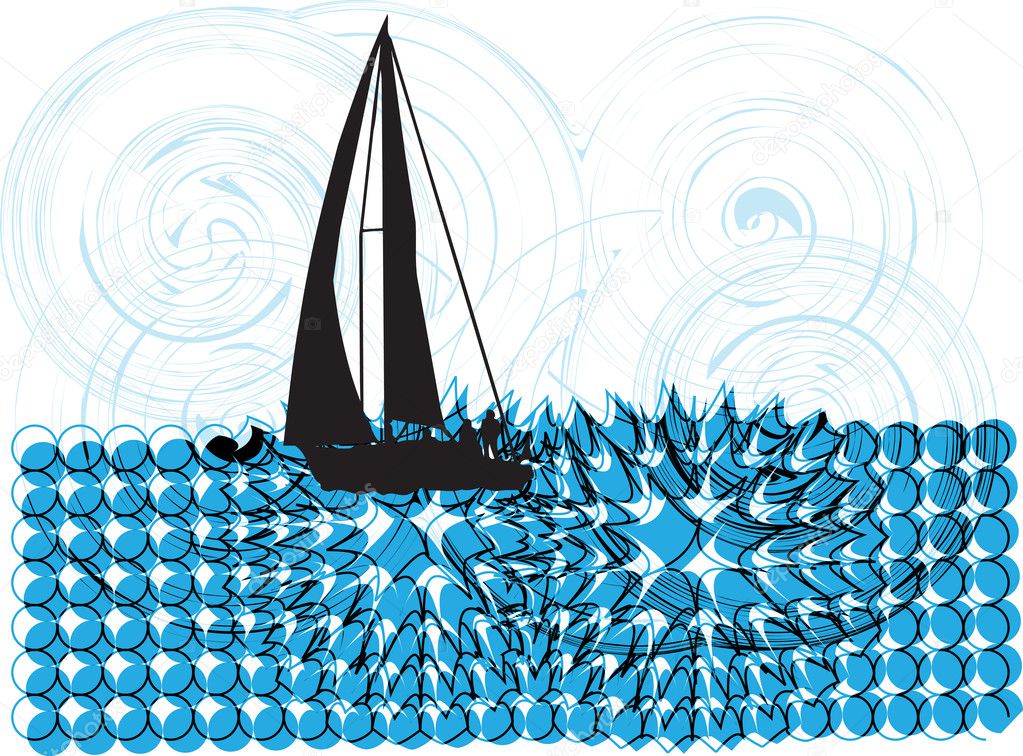Sailing luxury yacht. Vector illustration
