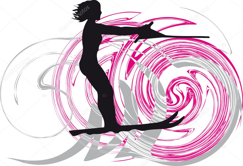 Water skiing woman. vector illustration