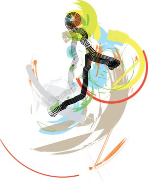 Basketball player in action. Vector illustration clipart