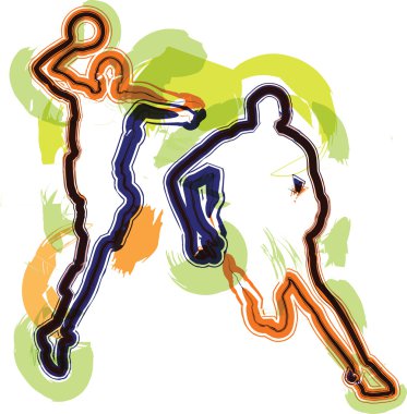 Basketball player in action. Vector illustration clipart