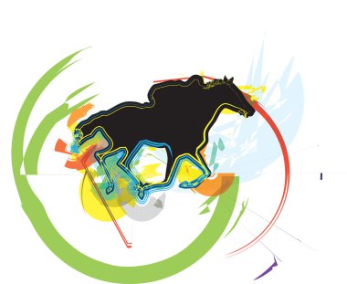 Abstract horses silhouettes. Vector illustration clipart