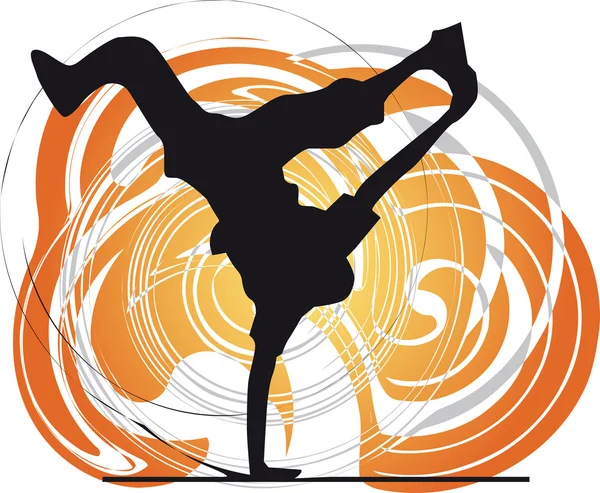 Breakdancer tanec na straně stojanu siluetu. vektorové ilustrace — Stockový vektor