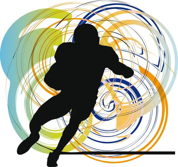 Amerikai-futball játékos akcióban. Vektoros illusztráció — Stock Vector
