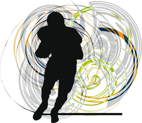 Αμερικανικός παίκτης ποδοσφαίρου σε δράση. εικονογράφηση φορέας — Διανυσματικό Αρχείο