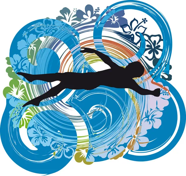Hombre nadando. Ilustración vectorial — Vector de stock