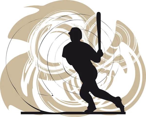 Jugador de béisbol en acción. Ilustración vectorial — Vector de stock