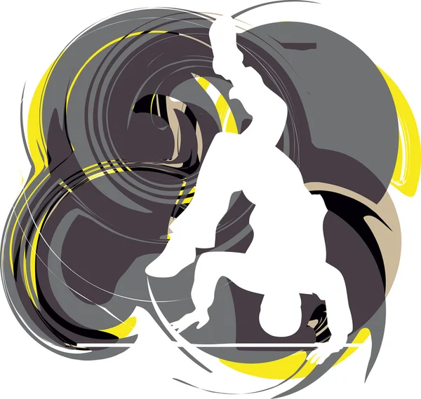Breakdancer dansant sur la silhouette du stand de main. Illustration vectorielle — Image vectorielle