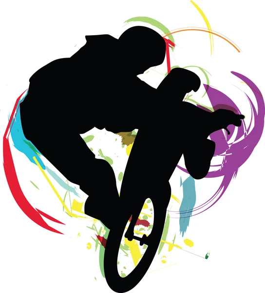 Bir bisiklet üzerinde bir erkek. vektör çizim — Stok Vektör