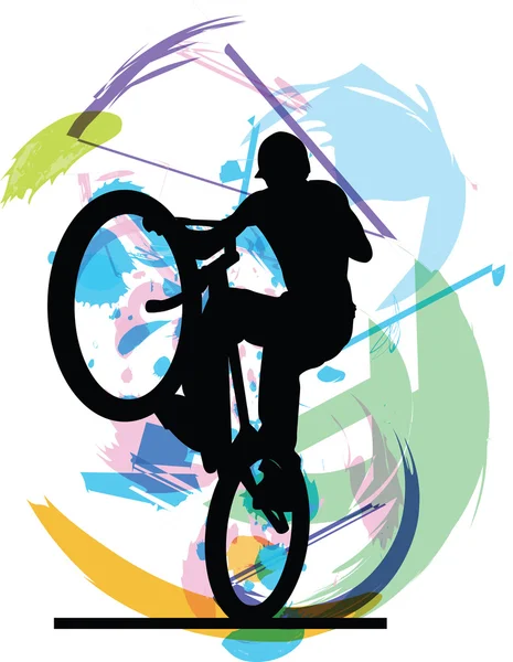 Bir bisiklet üzerinde bir erkek. vektör çizim — Stok Vektör