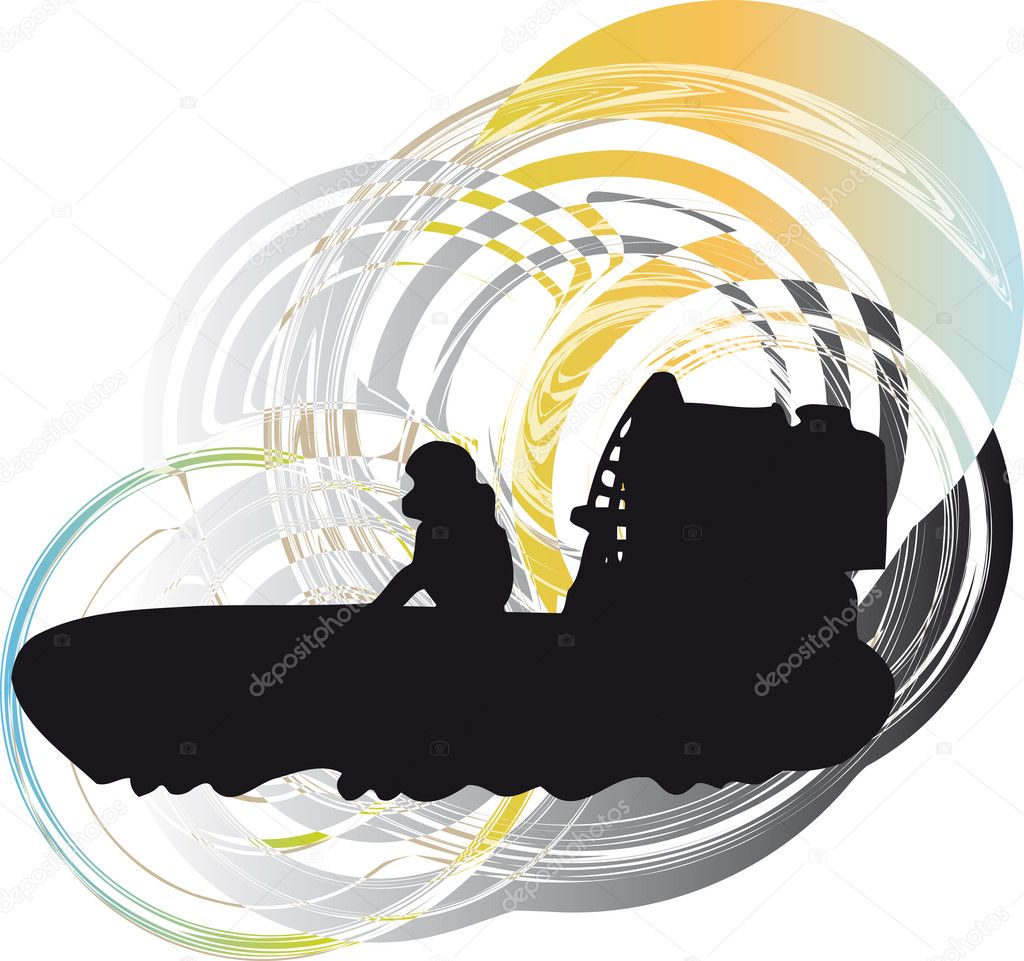 Airboat. Vector illustration