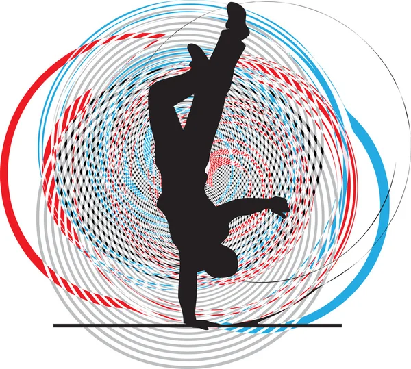 Breakdancer dans å stå silhuett. vektor illustration — Stock vektor