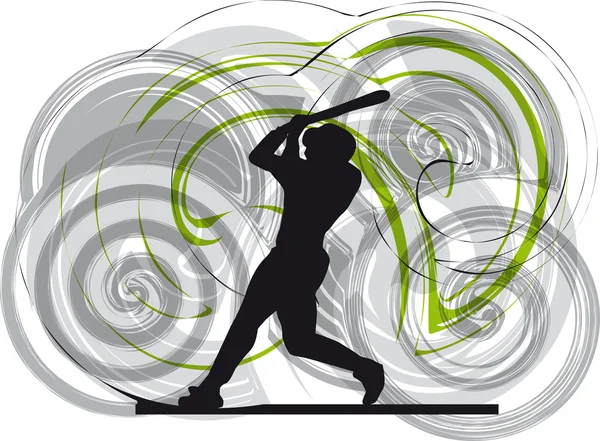 アクションの野球選手。ベクトル イラスト — ストックベクタ