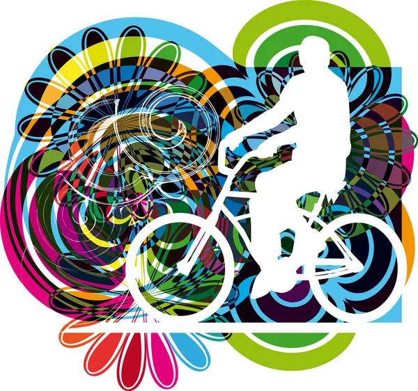 Férfi a kerékpár. Vektoros illusztráció — Stock Vector