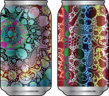 Aluminum packaging for beverages with cool design. Editable vector illustration clipart