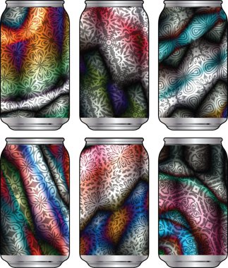 Aluminum packaging for beverages with cool design. Editable vector illustration clipart