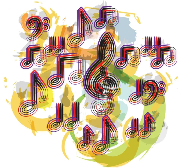 Ilustración abstracta de notas musicales — Vector de stock
