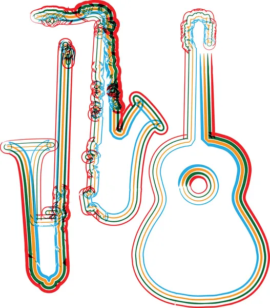 Векторная иллюстрация музыкальных инструментов — стоковый вектор