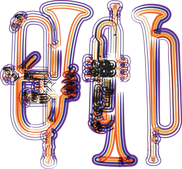 Des trompettes abstraites. Illustration vectorielle — Image vectorielle