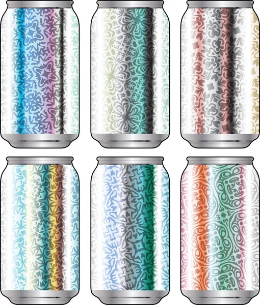 Embalagem de alumínio para bebidas com design legal. Ilustração vetorial editável —  Vetores de Stock