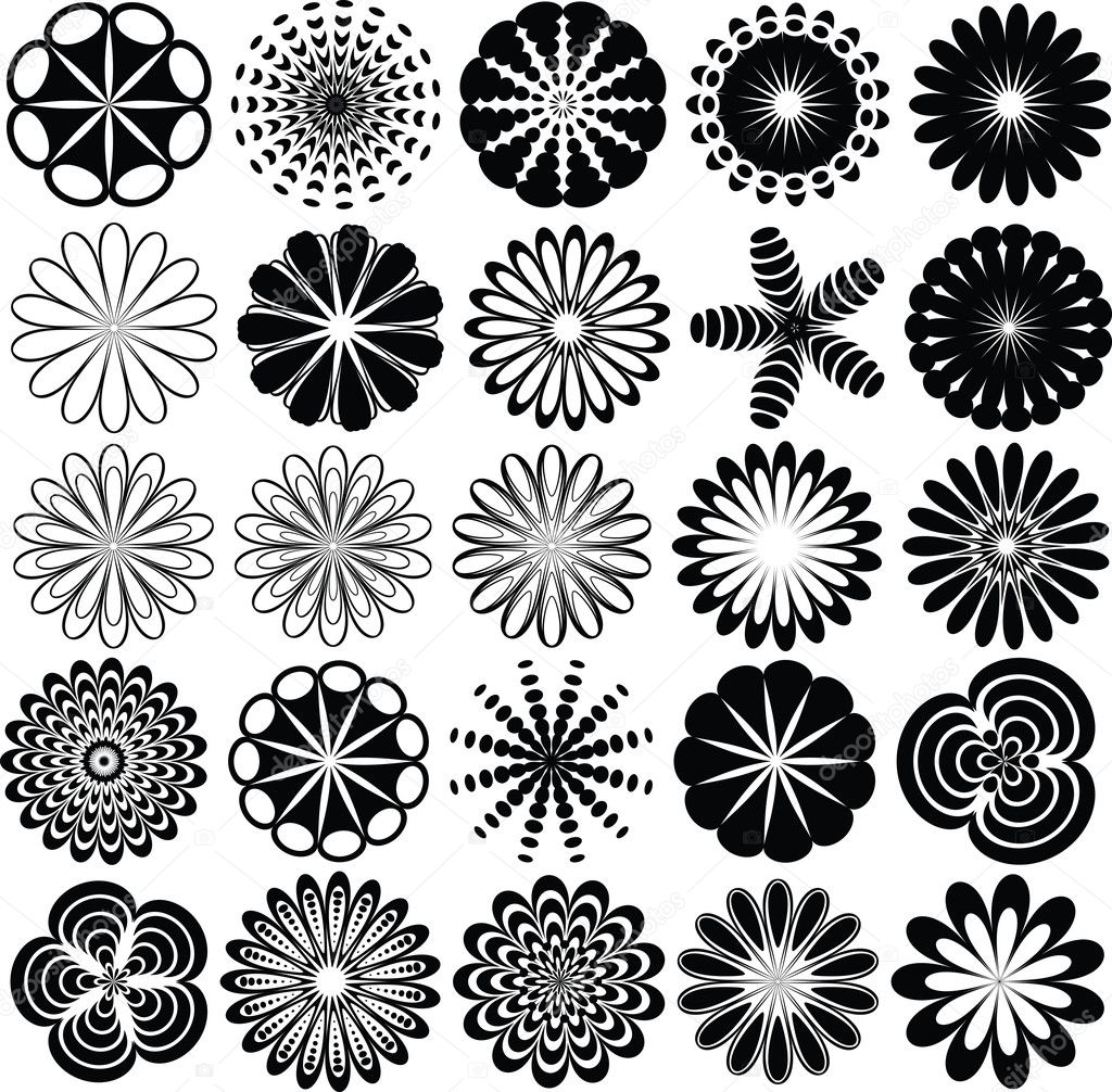 Collection of abstract flowers silhouette — Stock Vector © aroas #9387056