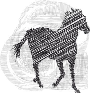 Sketch of abstract horses. Vector illustration clipart