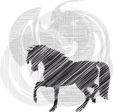 Sketch of abstract horses. Vector illustration clipart