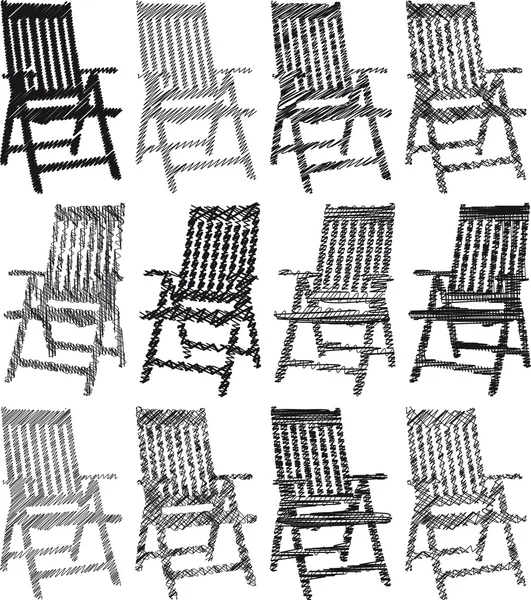 Coleção de desenhos de cadeiras. Ilustração vetorial — Vetor de Stock
