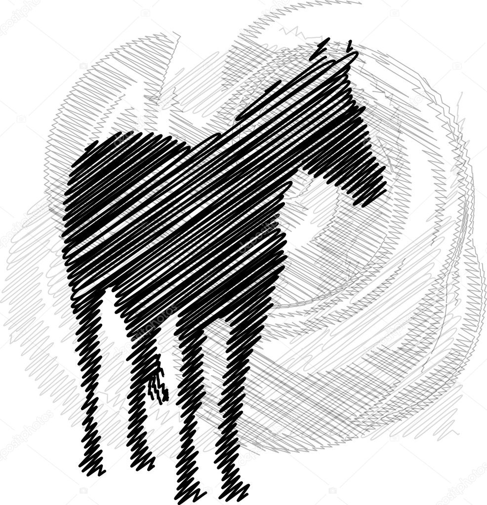 Sketch of abstract horses. Vector illustration