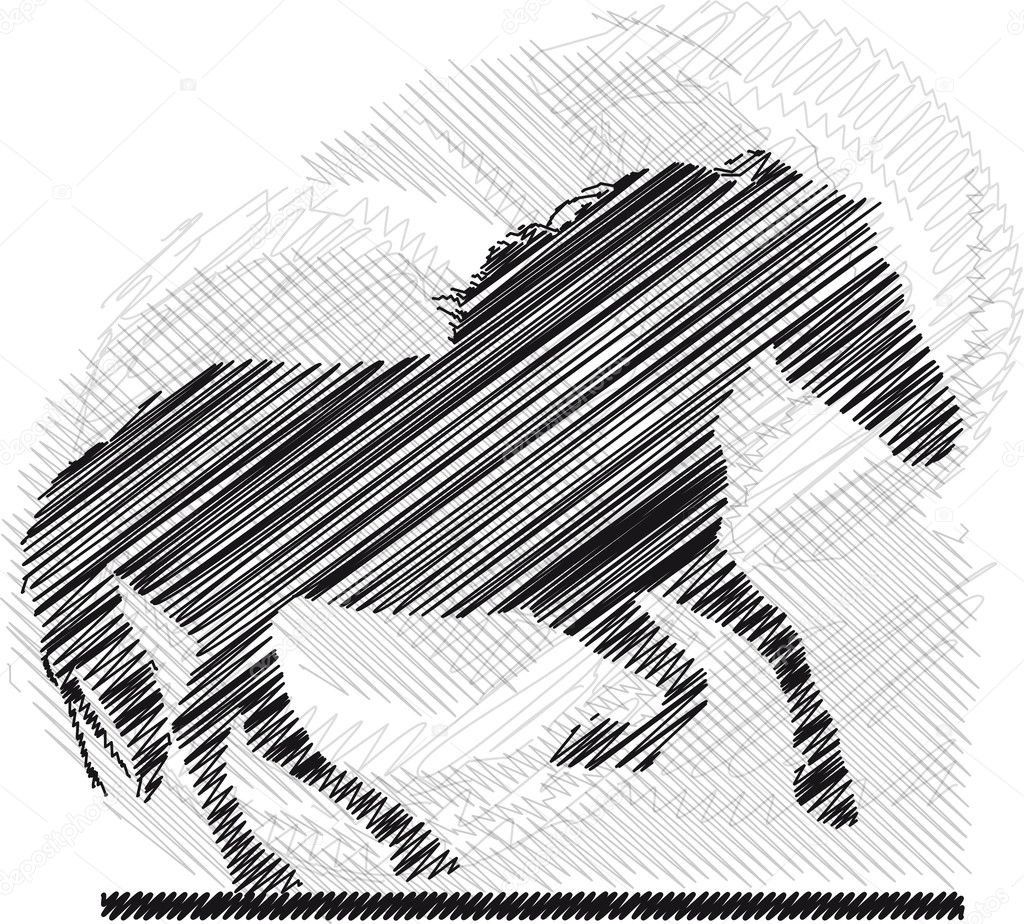 Sketch of abstract horses. Vector illustration