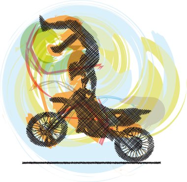 Abstract sketch of biker. Vector Illustration clipart