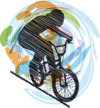 Abstract sketch of biker. Vector Illustration clipart