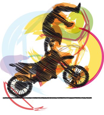 Abstract sketch of biker. Vector Illustration clipart